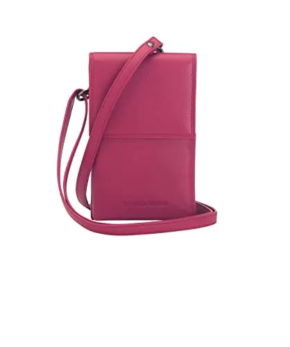 Josephine Osthoff Handy Umhängetasche aus 100% Echtleder - Umhängetasche mit RFID Schutz und verstellbarem Schultergurt für optimalen Tragekomfort, handgemacht aus hochwertigem Echtleder in fuchsia.
