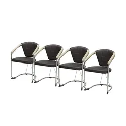 Armlehnstuhl 4er-Set Morgan in Braun - Hochwertiges Armlehnstuhl 4er-Set Morgan in elegantem Braun. Pflegeleichter Kunstlederbezug und verchromtes Metallgestell für Langlebigkeit und Stil. Ideal für Esszimmer und Konferenzen.
