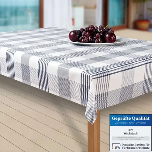 laro Abwaschbare Garten-Tischdecke Karo Anthrazit/Grau - Schützen Sie Ihren Tisch im Freien mit dieser stilvollen PVC-Tischdecke. Abwaschbar und wasserabweisend, ideal für Garten, Balkon oder Bierzelt-Garnituren. Strapazierfähig und UV-beständig für langanhaltende Freude.