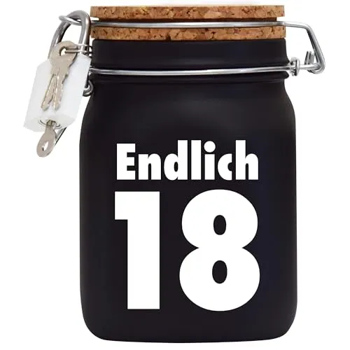Spardose Endlich 18 Geld Geschenk Idee Schwarz L