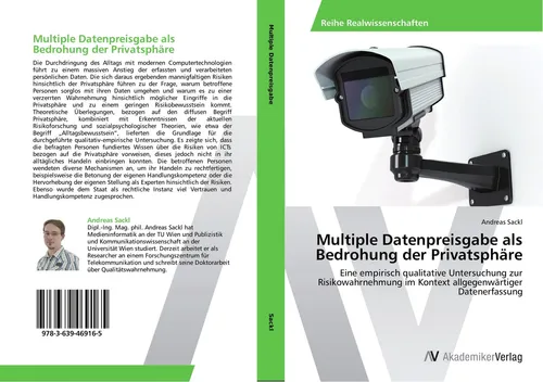 AV Multiple Datenpreisgabe als Bedrohung der Privatsphäre von Andreas Sackl - Fachbuch über die Risiken der Datenpreisgabe und deren Auswirkungen auf die Privatsphäre, ideal für Studierende und Fachleute im Datenschutz.