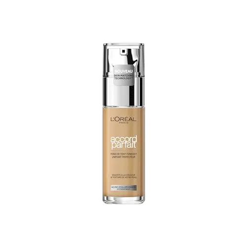 L'Oréal Paris - Flüssige Foundation – Hydratation 24 Stunden – Formel mit Hyaluronsäure – alle Hauttypen – Farbe: Pfirsich Gold (3,5 D). – Perfekte Accord – 30 ml