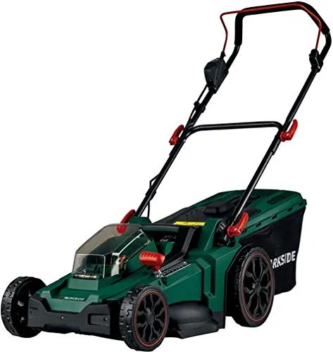 Parkside® Akku-Rasenmäher X20V PRMA 40-Li A2 - Sichelmäher mit bürstenlosem Motor für bis zu 30 % längere Laufzeit. 7 Schnitteinstellungen für individuelle Mähergebnisse und leises, kraftvolles Mähen.