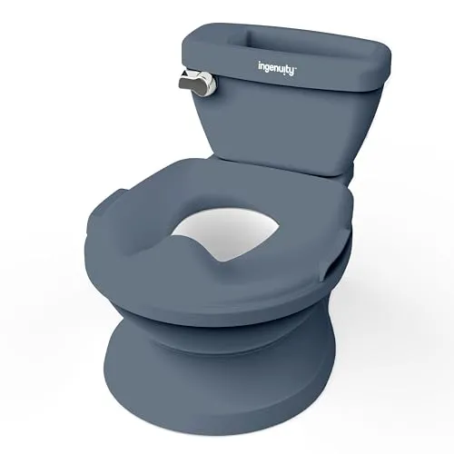 Ingenuity My Size Potty Pro - Blau - Das beste Töpfchen für die Sauberkeitserziehung! Mit realistischem Spülgeräusch und abnehmbarem Sitz für die Erwachsenen-Toilette. Praktischer Stauraum für Bücher und mehr, leicht zu reinigen.