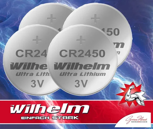 Wilhelm CR2450 Lithium Knopfzelle Batterie 3V 600mAh ø24x5,0mm Blister! 4 x
