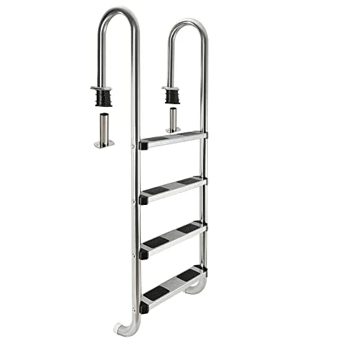 Arebos Poolleiter Edelstahl mit Antirutsch-Flächen - Poolleiter aus robustem Edelstahl, ideal für den Außenbereich. Mit 4 Stufen und Antirutsch-Flächen für sicheren Einstieg ins Schwimmbecken.