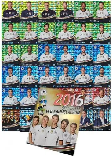 REWE-EM16 - Komplettsatz REWE Sammelkarten 1-36 Glitzerkarten + Sammelalbum
