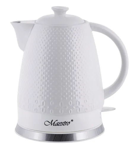Maestro MR-073 Wasserkocher 1,2 l 1200 W Weiß - Eleganter Wasserkocher aus Keramik mit 1,2 l Kapazität und 1200 W Leistung. Ideal für schnelles Erhitzen und stilvolle Akzente in Ihrer Küche.