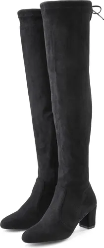 LASCANA Slouchy Overkneestiefel in Schwarz - Elegante Langschaftstiefel aus weichem Stretchmaterial, ideal für modische Looks. Größe 39, Absatzhöhe 6 cm, ohne Verschluss für einfaches An- und Ausziehen.
