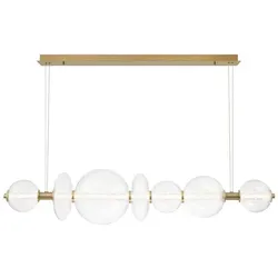 Pendelleuchte LED groß 142,1 cm - Elegante Hängelampe für Esstische - Elegante Pendelleuchte aus Glas und Metall in Gold, ideal für Wohnzimmer und Esszimmer. Mit dimmbarer Funktion und verstellbarer Höhe für eine individuelle Lichtgestaltung.