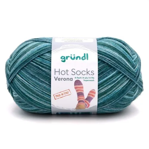 Gründl Sockenwolle Hot Socks Verona 100 g 4-fach jade-türkis-meliert  Wolle
