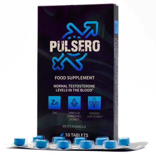 PULSERO – 10 blaue Tabletten für Männer | Vitalität & Energie - Pflanzliches Ergänzungsmittel Maca mit Ginseng, Tribulus & Zink für Männer. Unterstützt Energie und Ausdauer in praktischer Blisterverpackung, ideal für unterwegs.