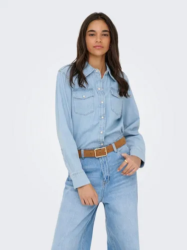 ONLY Female Jeanshemd ONLCHARLIZE - Klassisches Jeanshemd für Damen, aus 100% hochwertiger Baumwolle gefertigt, ideal für vielseitige Styles und angenehmen Tragekomfort.