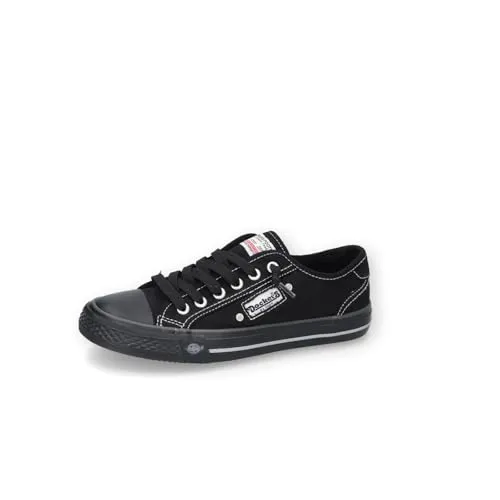 Dockers by Gerli Slip-On Sneaker für Damen, Größe 36, schwarz - Elegante Slip-On Sneaker aus Textil mit elastischer Zierschnürung, ideal für sportliche Freizeitlooks. Bequem und einfach anzuziehen – perfekt für den Alltag!