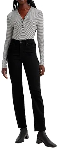 Levi's Damen 314 Shaping Straight Jeans - Black, 26W / 30L - Jeans, die den Bauch formen und Kurven betonen. Innovativer Einsatz für eine schlanke Silhouette und längere Beine.