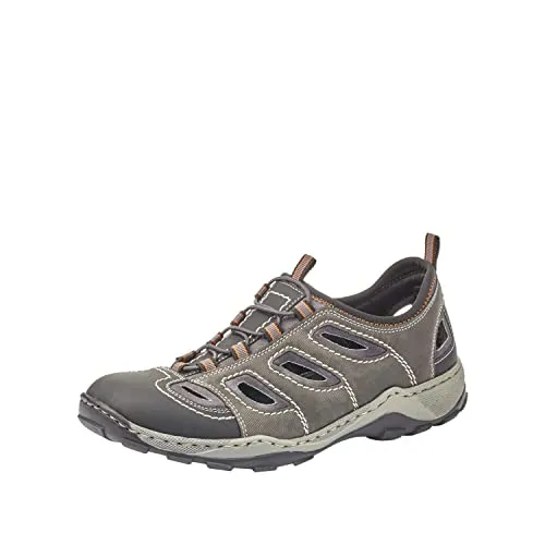 Rieker Slipper Trekking Schuh mit Gummizug - Komfortabler Sommerschuh in Grau/Schwarz - Herren-Slipper, ideal für Trekking und Freizeit, mit praktischem Gummizug für einfachen Einstieg und gepolsterter Innensohle für maximalen Komfort.