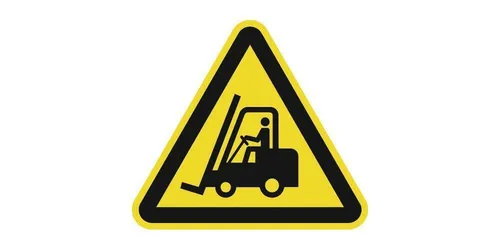 Warnzeichen ASR A1.3/DIN EN ISO 7010 200mm Warnung vor Flurförderzeugen Folie
