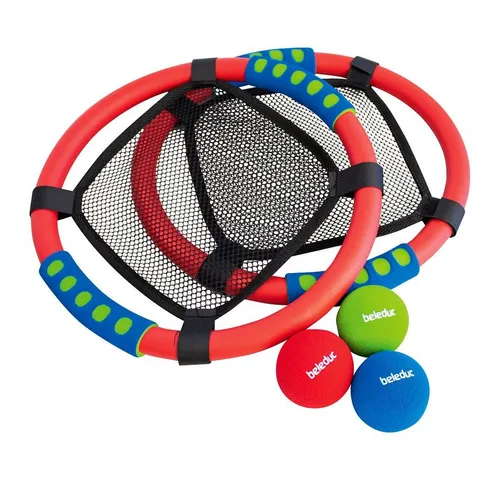 beleduc Handtrampolin Net Ball - Spiele: Handtrampolin für drinnen & draußen, inkl. 2 Trampolinen und 3 Schaumstoffbällen für vielseitigen Spielspaß und Bewegung.