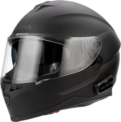 Sena Outride Matt Schwarz Gr. XL 61/62 - Bluetooth Integralhelm - Motorradhelm mit Bluetooth 5.0, bis zu 900 m Reichweite und integrierter Sonnenblende für optimale Kommunikation und Komfort auf der Straße.