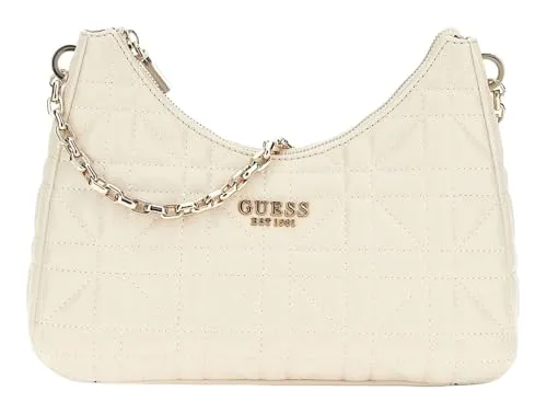 GUESS Damen Assia Top Zip Shoulder Bag Reißverschluss Oben, Schultertasche, Stein