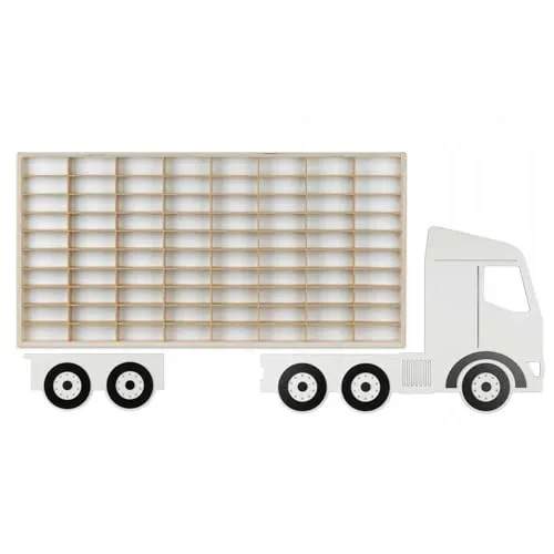 ArtTwist Modellauto Vitrine | Hot Wheels Aufbewahrung für 80 Fächer | Hängende Sammlervitrine aus Holz - Praktische Vitrine mit 80 Fächern (9,6 × 4 × 4 cm) zur stilvollen Aufbewahrung von Modellautos und Figuren. Robuste Holz- und MDF-Konstruktion, ideal für Sammler und zur Wanddekoration. Einfache Montage inklusive Montagematerial.