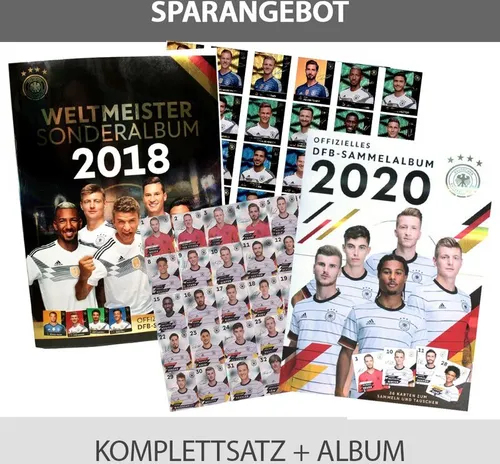 EM 2020 REWE + WM 2018 REWE Sammelkarten - je 1 Komplettsatz GLITZER + Album