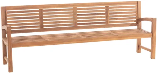 CLP Teakbank Halden I Sitzbank für Garten mit Armlehnen - Gartenmöbel aus massivem Teakholz, bietet hohen Sitzkomfort und ist ideal für entspannte Stunden im Freien. Zeitloses Design und robuste Verarbeitung machen sie zum perfekten Begleiter in Ihrem Garten.