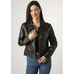 Lederjacke MAURITIUS MWLusan Damen Gr. L schwarz - Funktionsjacke aus 100% Schafsleder, modisch und atmungsaktiv. Ideal für Spaziergänge und Verabredungen, mit Umlegekragen und praktischen Eingrifftaschen.