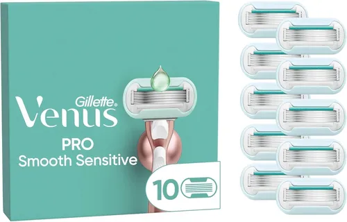 Gillette Venus Deluxe Smooth Sensitive Systemklingen Ersatzklingen 10er - RASIERER DAMEN - 10 Ersatzklingen für empfindliche Haut, bieten verwöhnende Glätte und sind ideal für eine sanfte Rasur.