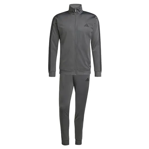 adidas Herren SPORTSWEAR BASIC 3 STRIPES TRICOT TRACKSUIT, grey six, L Tall