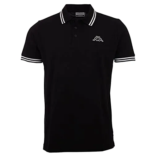Kappa Herren Kurzarm Poloshirt STYLECODE: 709361 Aleot Men - Hochwertiges Poloshirt aus 100% Baumwolle in elegantem Caviar, ideal für Freizeit und sportliche Aktivitäten.