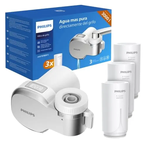 Philips Ontap Wasserhahnfilter - Mikrofiltration mit Digitalanzeige, verbessert den Geschmack von Wasser und hat 1000 l Filtrationskapazität