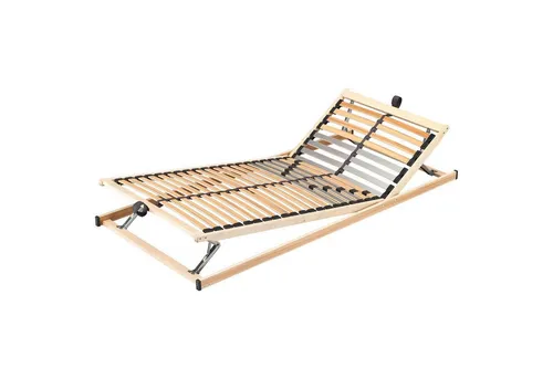 Lattenrost BRILLANT 100 x 200 cm aus Buchenholz - Hochwertiger Mehrzonenrahmen mit 5 Liegezonen, manuell verstellbarem Kopf- und Fußteil und 28 Federholzleisten für optimalen Komfort und Unterstützung.