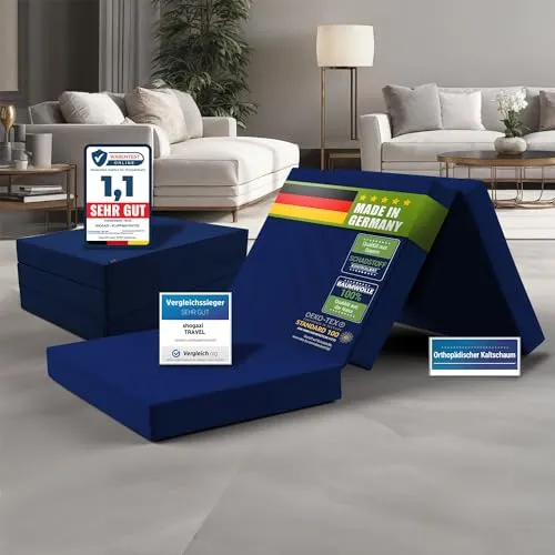 Klappmatratze Luxus Faltmatratze 100x190 cm – shogazi® - Hochwertige, klappbare Gästematratze mit 12 cm Kaltschaumkern. Ideal für flexible Schlaflösungen, besonders robust und pflegeleicht dank abnehmbarem Bezug.