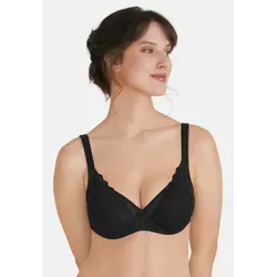 Felina Lovely Lotus Bügel-BH 95G Schwarz - Femininer Bügel-BH mit Spitzenverzierungen und kleinem Schleifen-Detail für optimalen Komfort und eleganten Look in der Funktionsunterwäsche.