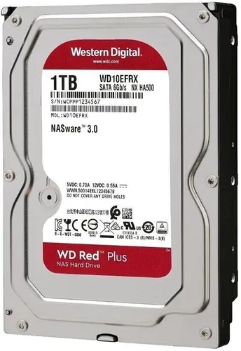 FESTPLATTE WD RED WD10EFRX 1TB 5400U/min 64MB SATA III NASWARE 3.0 NX HA500 3.5"