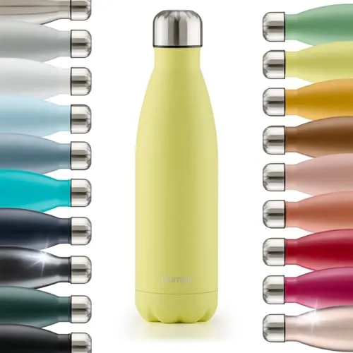 Blumtal Trinkflasche 500 ml Edelstahl - auslaufsichere Isolierflasche - BPA-freie Trinkflasche kalt & warm - doppelwandige Insulated Bottle - rostbeständige Isolierflasche New Yellow - Gelb
