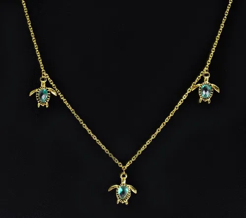 PAUL HEWITT Halskette mit Schildkröten-Anhänger Aquamarine PH-JE-1580 - Elegante Damenkette aus Edelstahl mit Zirkonia-Stein. Ideal für jeden Anlass und in schöner Schmuckverpackung geliefert. Gesamtlänge: 45 cm.