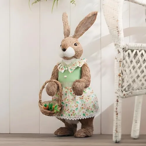 Dekoleidenschaft große Dekofigur Frau Hase 60 cm – Osterdeko für Ihr Zuhause - Schöne Dekofigur "Frau Hase" aus verschiedenen Materialien, liebevoll gestaltet. Perfekt zur Verschönerung Ihrer Osterdekoration und ein Blickfang in jedem Raum.