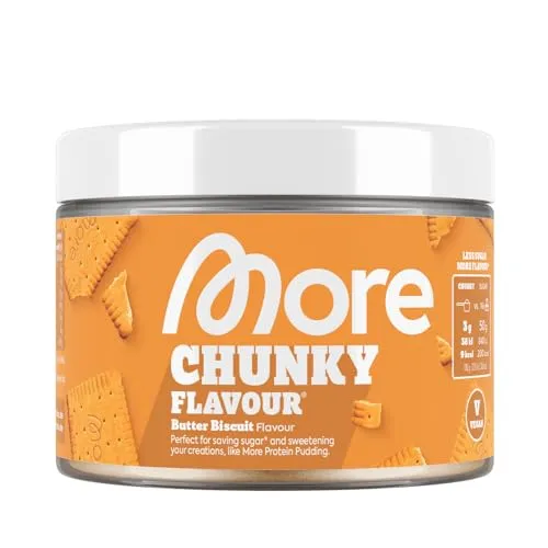More Nutrition Chunky Flavour Butter Bisquit - 150g Dose - Sportnahrung mit vielseitigem Geschmackspulver für Quarkspeisen, Backen und Shakes. Entdecke den einzigartigen Butter Bisquit Geschmack!