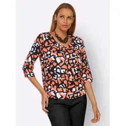 sheego Druckbluse 829374_42 - Modische Druckbluse mit vorteilhaftem Schnitt und Falten am Ausschnitt. Die weiche Viskose in ECOVERO-Qualität sorgt für höchsten Tragekomfort und Stil.
