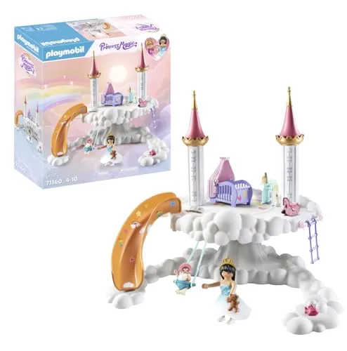 PLAYMOBIL Princess Magic 71360 - Himmlische Babywolke, magisches Kinderzimmer mit Babywiege, Schaukelpferd und Teddybär, ideal für Kinder ab 4 Jahren
