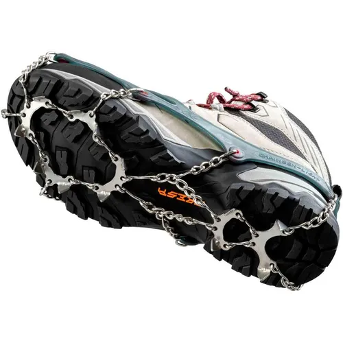 Snowline Chainsen Light Grödel Spikes Grau M - Trekkingzubehör mit leichtem Design für optimalen Grip auf Schnee und Eis, perfekt für Wanderer und Bergsteiger.