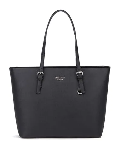 Princely London Shopper Beverly Large - Perfekt für DinA4 Ordner - Shopper in großer Größe, ideal für Notizblock, Laptop und Bücher. Viel Platz und praktischer Reißverschluss, perfekt für Schule, Uni oder Arbeit.
