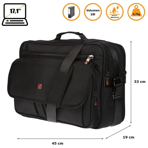 XXL Umhängetasche für Flugbegleiter – 17 Zoll Arbeitstasche - Große Schultertasche aus wasserabweisendem Polyester, perfekt für Beruf und Studium mit praktischem Laptopfach und verstellbarem Träger.
