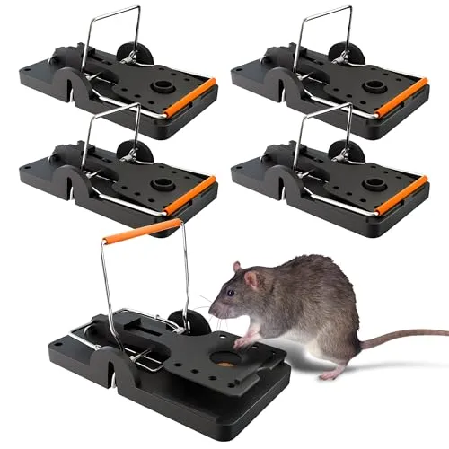 Hinrichs Rattenfallen 5 Stück - Wiederverwendbare Schlagfallen für effektive Rattenbekämpfung - Hochwirksame Rattenschlagfalle für schnelles und sicheres Fangen von Ratten. Robuste, wetterfeste Materialien garantieren Langlebigkeit und einfache Reinigung. Ideal für Innen- und Außenbereiche.