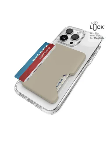 Speck ClickLock Wallet für iPhone 13/14/15 MagSafe – Ultradünn, Gelbgrau-Beige - Der Speck ClickLock Wallet für MagSafe bietet sicheren Halt für 1-3 Karten und vereint ein schlankes Design mit der innovativen ClickLock-Technologie. Ideal für den täglichen Einsatz, auch mit anderen MagSafe-Hüllen kompatibel.