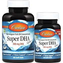 Carlson Labs Super DHA Gems 500mg - 60 + 20 softgels - Diätergänzungsmittel mit hochdosiertem DHA für gesunde Gehirnfunktion und Herzgesundheit, ideal für eine ausgewogene Ernährung.