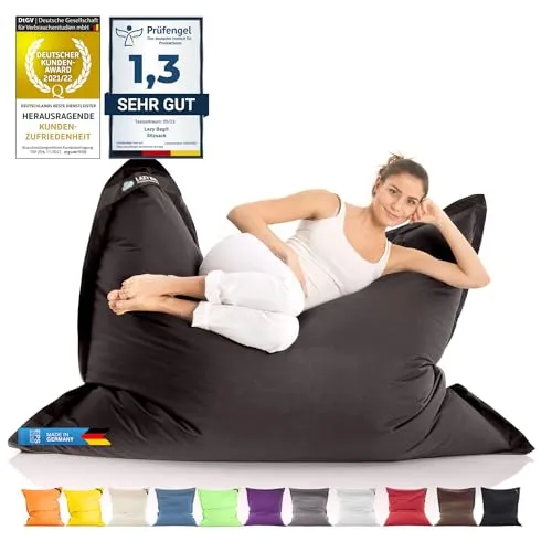 LAZY BAG Riesen-Sitzsack Classic XXL 140x180 cm - Sitzsäcke für drinnen und draußen, ergonomische Form mit 4 Mio. EPS-Perlen für optimalen Komfort und Flexibilität. Waschbarer Bezug und 100% Zufriedenheitsgarantie!