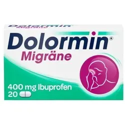 Dolormin Migräne 20 ST - Arzneimittel zur Linderung akuter Migräne-Kopfschmerzen, enthält Ibuprofen für schnelle Schmerzlinderung. Ideal für Erwachsene und Kinder ab 6 Jahren.